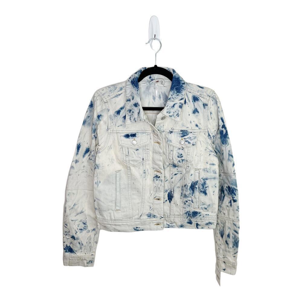 NWT Free People Womens Rumors Denim Jacket Tie Dye Distressed Size Small - Picture 2 of 8